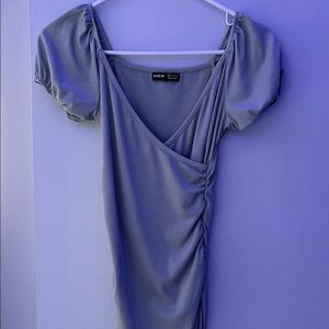 shein wrap front ribbed mini dress